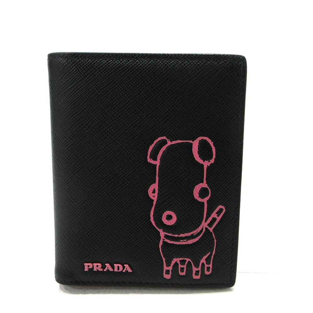 Prada Saffiano Maria Bi fold Wallet Black
